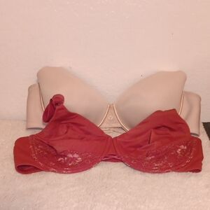 Vanity Fair Dark Pink No Padding 76571 and Pink Cream Padded 76528 Beauty Back's